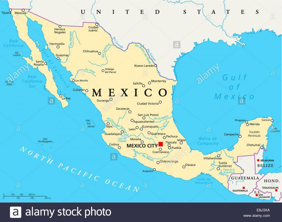 Meksikon kartta kaupungit