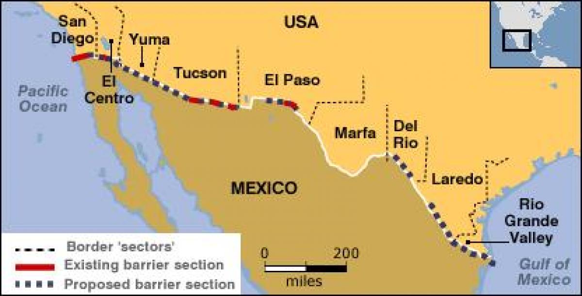 kartan meksikon rajalla