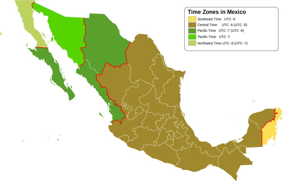 aikavyöhyke kartta Meksiko