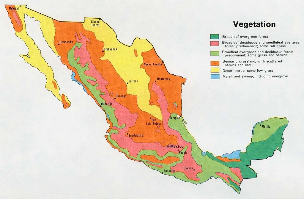 kartta Meksiko natual resurssit