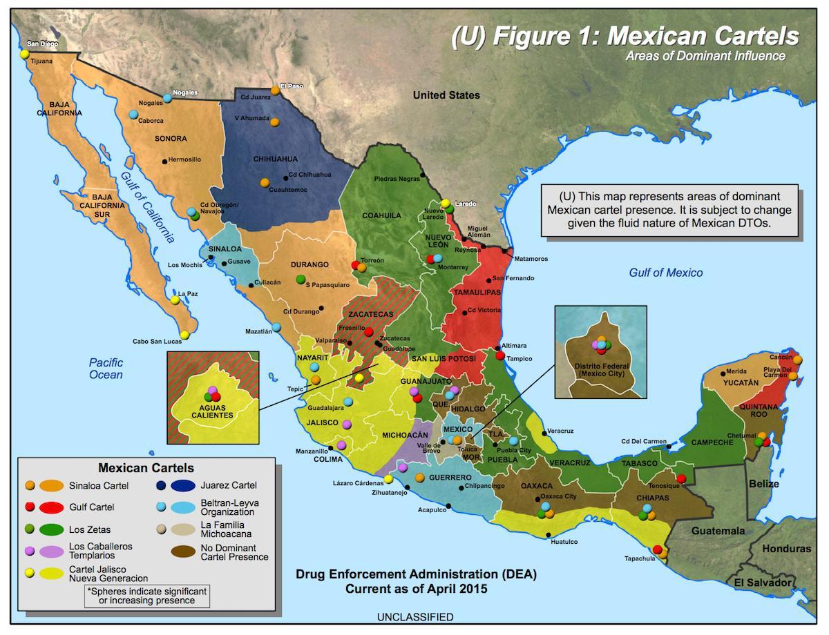 meksikon kartellin kartta