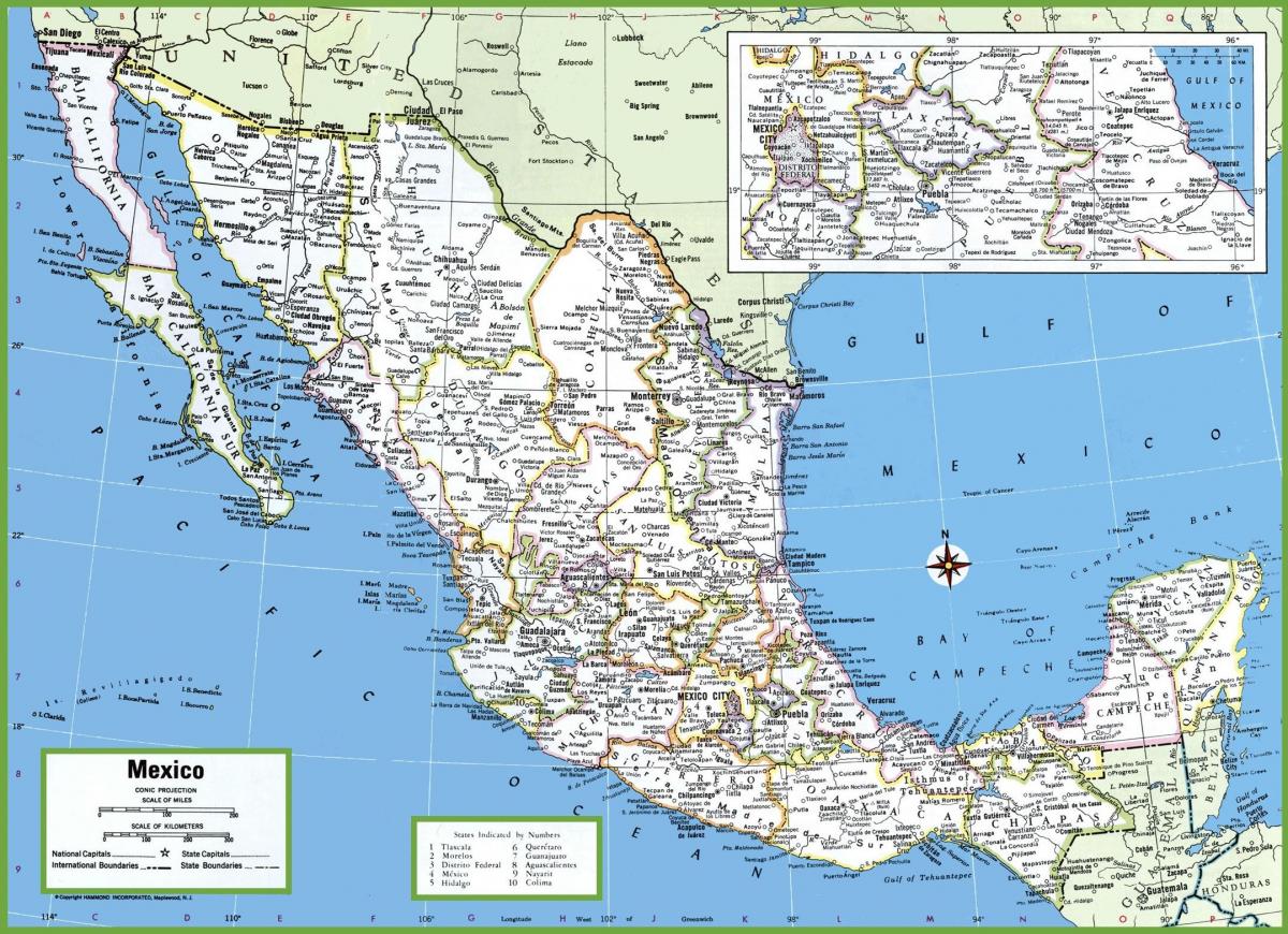 kaupungeissa Meksikossa kartta