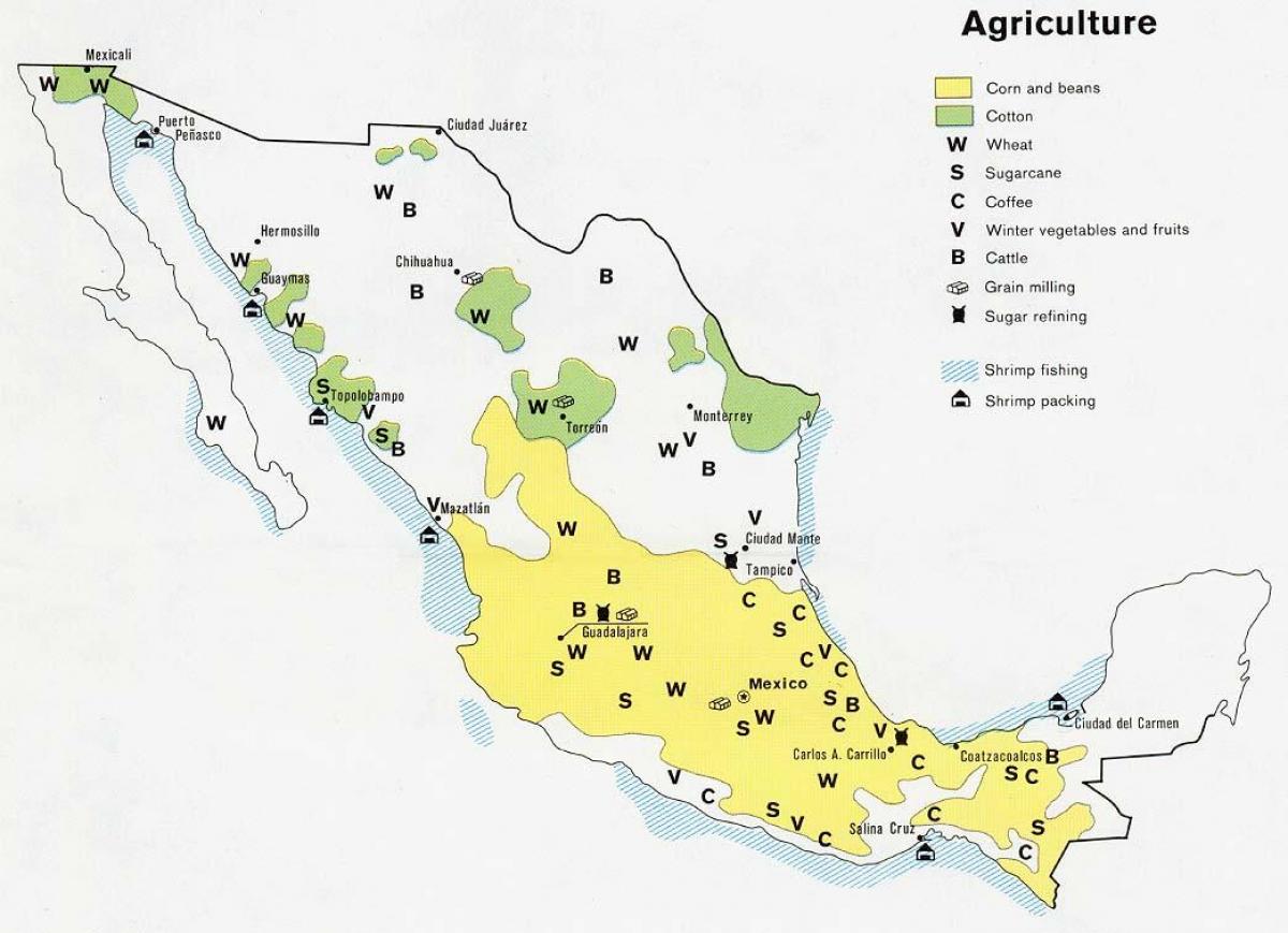 kartta Meksikon maatalous