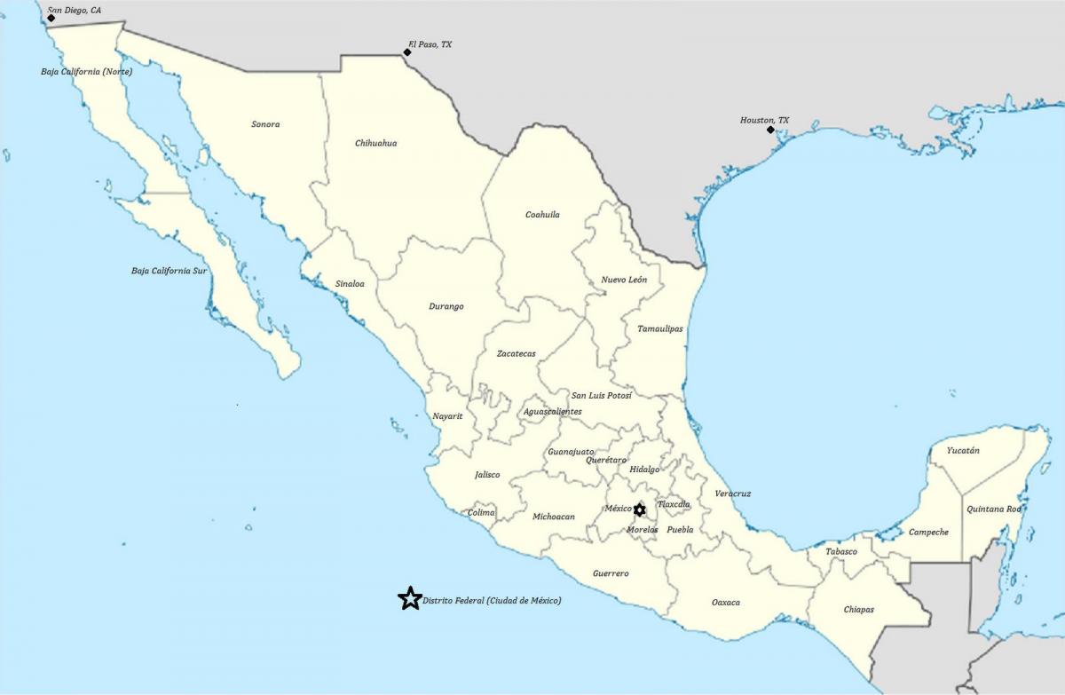 valtioiden Meksikon kartta