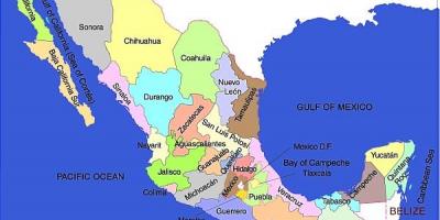 Meksikon kartta valtioiden