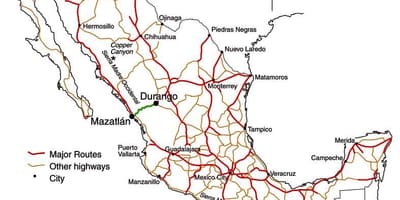 Meksikon toll road kartta