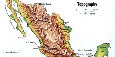 Meksiko topografinen kartta